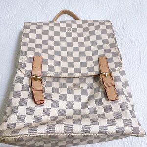LV checkered squares backpack ivory gray